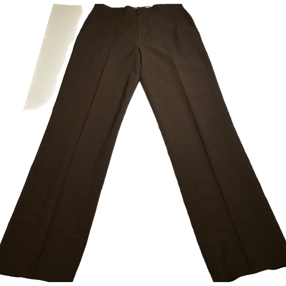 Haggar Brown Dress Pants 34x34‎ Dacron Worsted Wool Blend Flat Front Trouser